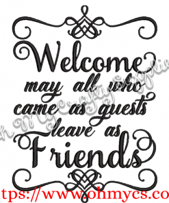 Leave as friends Embroidery Design