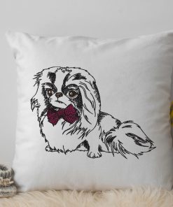 Japanese Chin Dog Sketch Embroidery Design