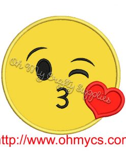 Kissing Heart Emoji Applique Design