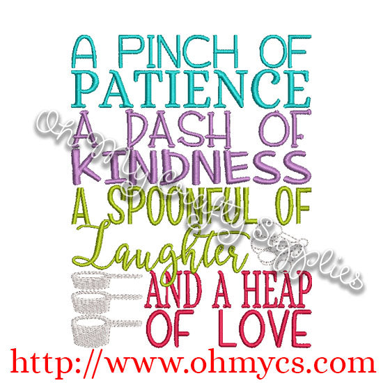 Kitchen Kindness Embroidery Design