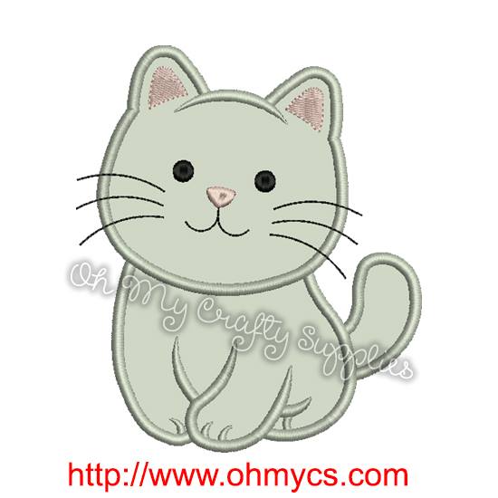 Sitting Kitten Applique Design
