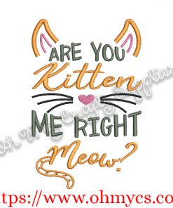 Kitten me Meow Embroidery Design