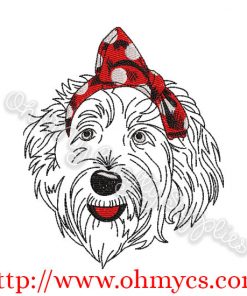 Sketch labradoodle with Headband Embroidery Design