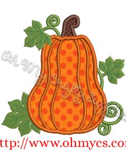 Leafy Pumpkin Applique Design