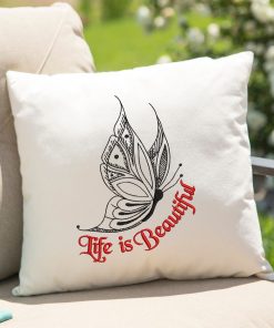 Life is Beautiful Butterfly Embroidery Design