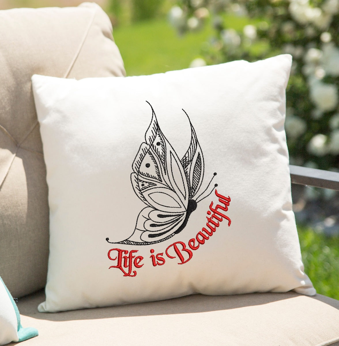 Life is Beautiful Butterfly Embroidery Design