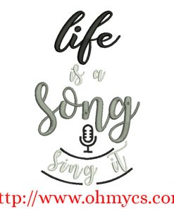 Life is a Song Embroidery Design