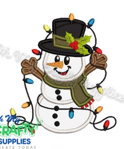 Light Snowman Applique Design