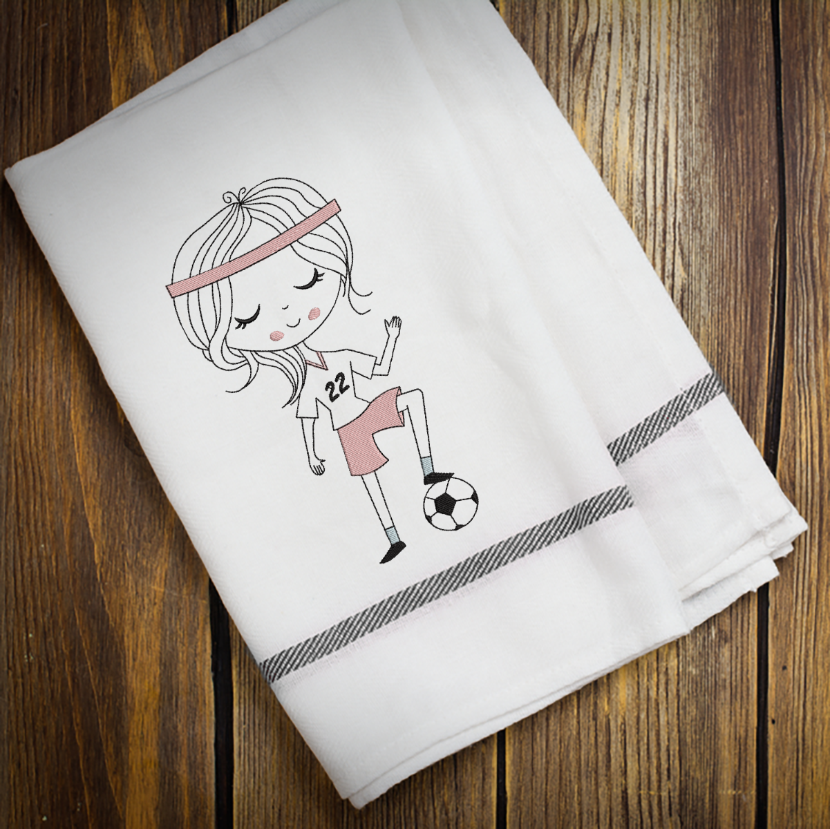 Little Miss Soccer Embroidery Design