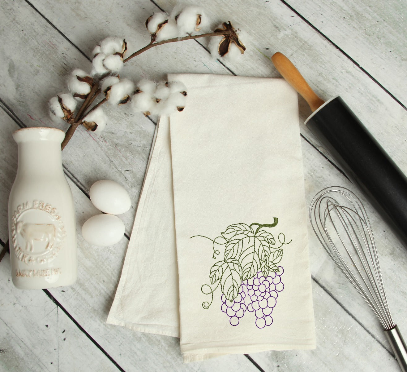 Line Art Grapes Embroidery Design