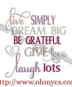 Live Simple and Dream Big Embroidery Design