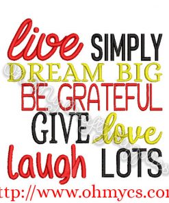 Live Simply Dream Big Embroidery Design