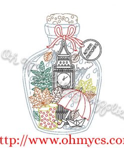 London Big Ben Bottle Embroidery Design