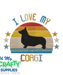 I Love My Corgi 617 Embroidery Design
