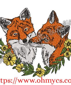 Lovely Foxes Embroidery Design
