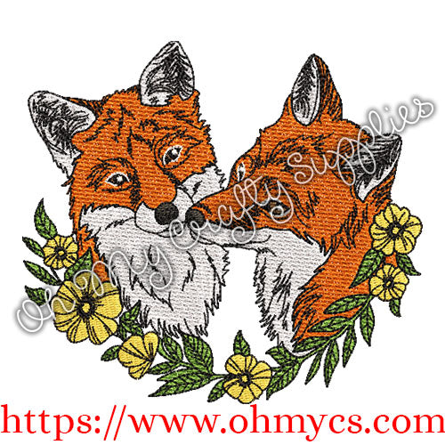 Lovely Foxes Embroidery Design