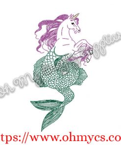 Henna Mythical Mer-Corn Embroidery Design