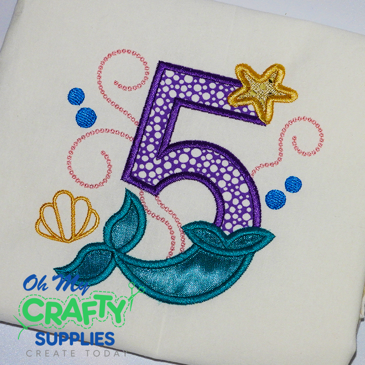 Mermaid Numbers Applique Design Set 0-9