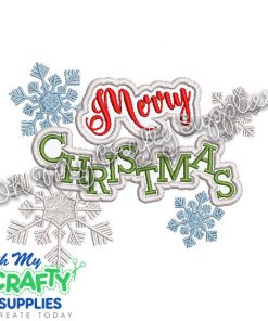 Merry Christmas Snowflake Applique Design