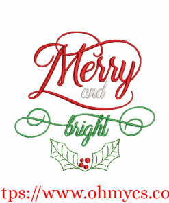 Merry and Bright Embroidery Design