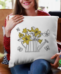 Watering Can Lilies Embroidery Design