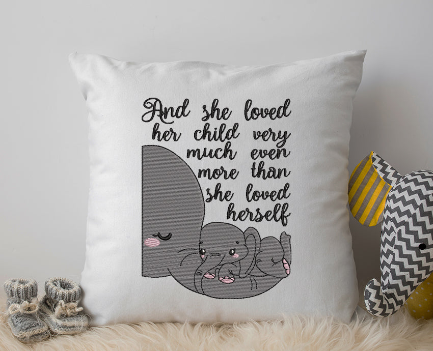 Mommy and Baby Elephant Embroidery Design