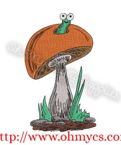 Sketch Mushroom Embroidery Design