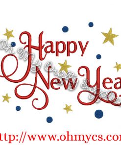 Happy New Year Embroidery Design