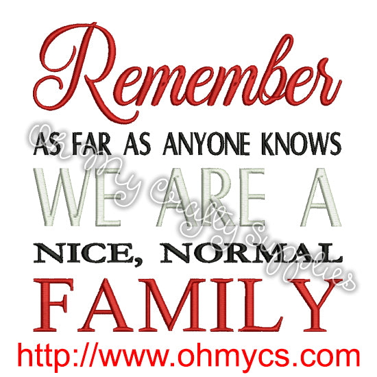 Nice, Normal Family Embroidery Design