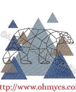 Abstract Bear Embroidery Design