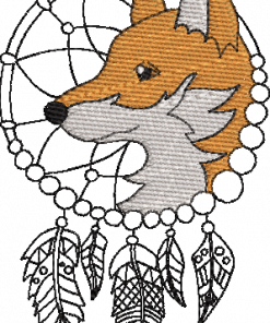 Aztec Fox Dream Catcher Embroidery Design