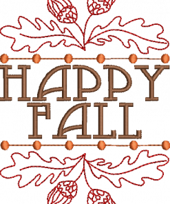 Happy Fall with Sketch Embroidery Design