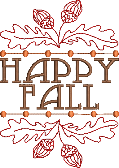 Happy Fall with Sketch Embroidery Design