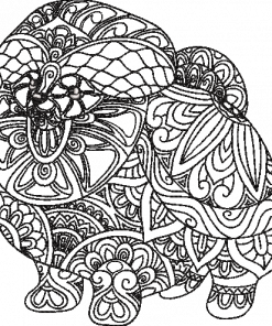 Henna Full Body Pomeranian Embroidery Design