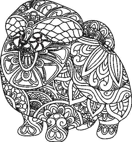 Henna Full Body Pomeranian Embroidery Design