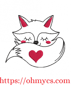 Lovely Sleeping Fox Embroidery Design