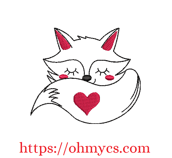 Lovely Sleeping Fox Embroidery Design