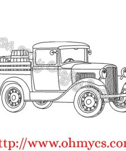 Sketch Old Wine Truck Embroidery Design
