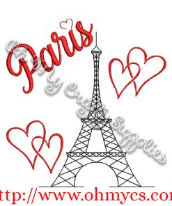 Paris with love Embroidery Design