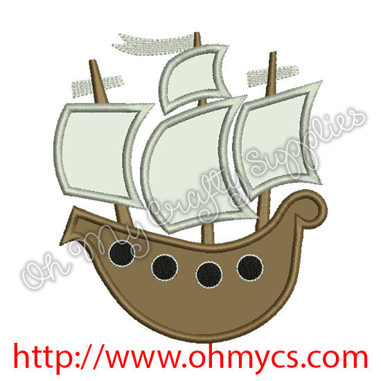 Pirate Ship Applique Design