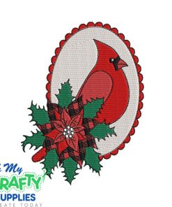Plaid Cardinal Embroidery Design