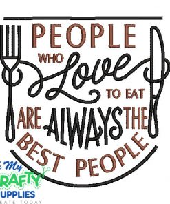 People who love to eat Embroidery Design