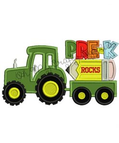 Pre-K Tractor Applique Embroidery Design