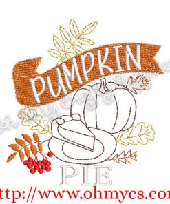 Pumpkin Pie Banner Embroidery Design