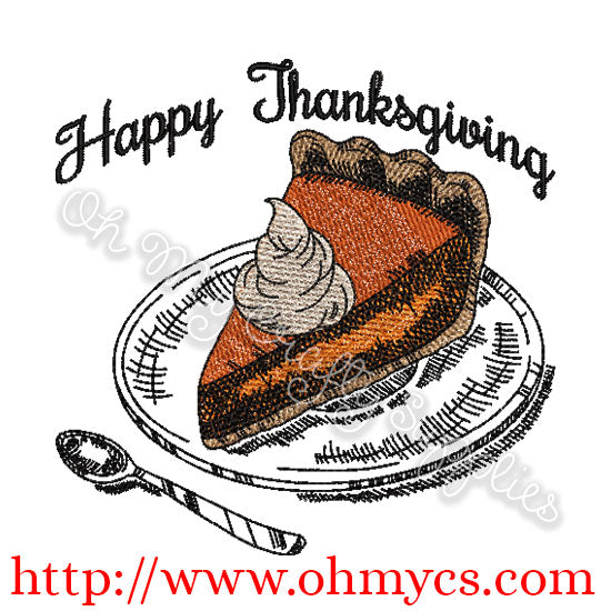 Pumpkin Pie Sketch Embroidery Design