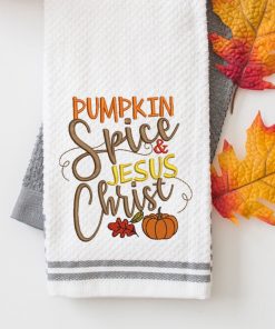 Pumpkin Spice and Jesus Embroidery Design