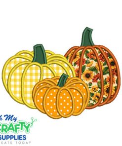 Pumpkin Applique Trio 825 Embroidery Design