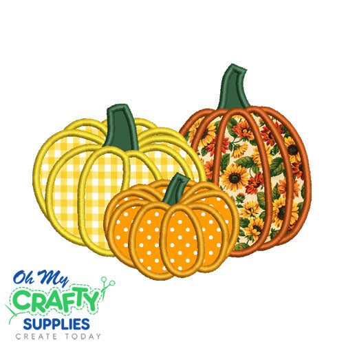 Pumpkin Applique Trio 825 Embroidery Design