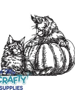 Pumpkin Kittens Sketch Embroidery Design