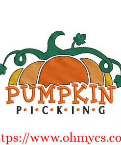 Pumpkin Picking Time Embroidery Design